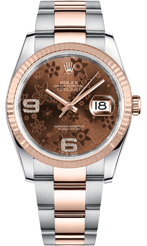 rolex datejust 36 chocolate dial with floral motif luxury|116231 Rolex Datejust 36 Chocolate Floral Watch.